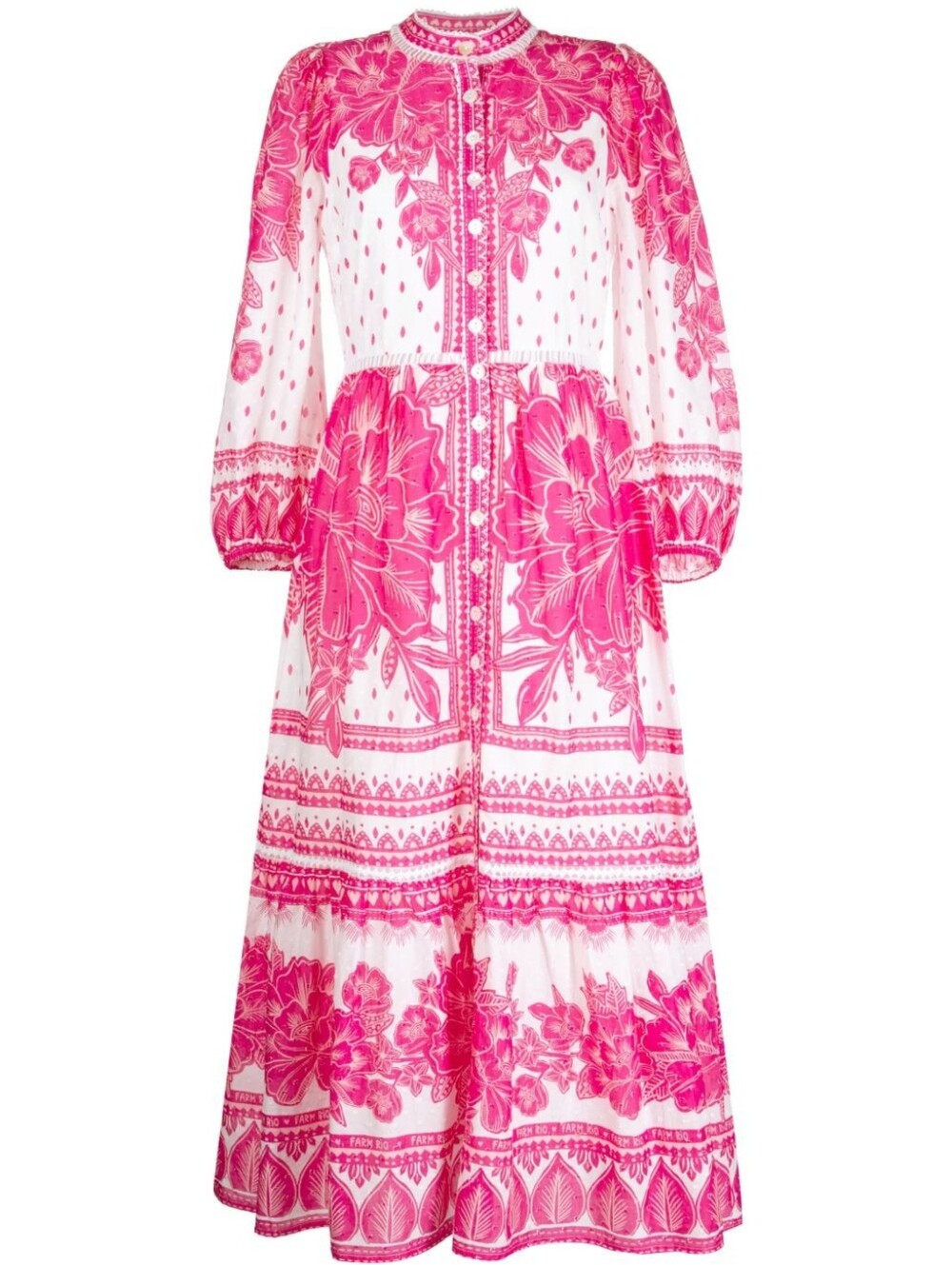 NWT FARM RIO | $265 Tropical Woodcut Midi Shirt Dress - Picture 7 of 7